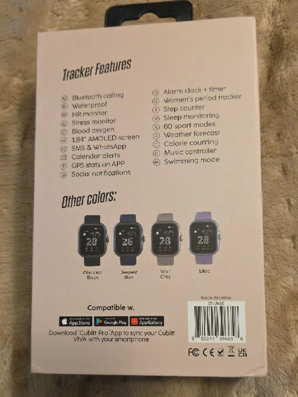 EUC Cubitt Viva Smartwatch with Blush Pink Strap